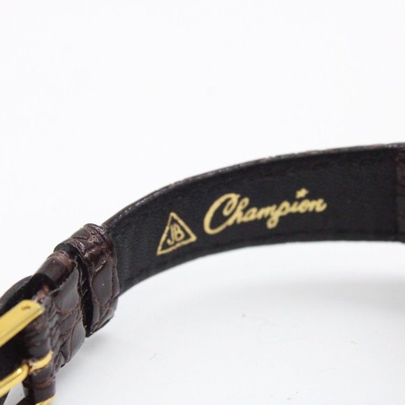 J.B Champion Watch Womens Gold Tone Stainless Steel Crocodile Black Band - Picture 9 of 10